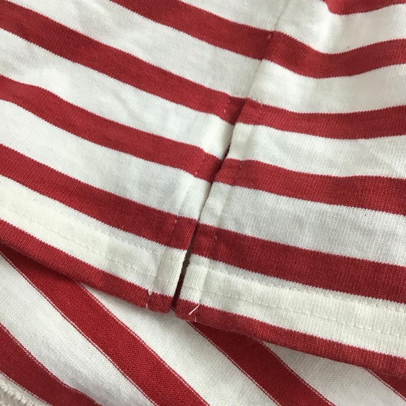 ガーゼ Gauze ワンピース ロングスカート 長袖ロングワンピース サイドスリットワンピース ボーダースカート ボーダー柄 白 / ホワイト / X 赤 / レッド /  レディース USED 古着 中古 10109956