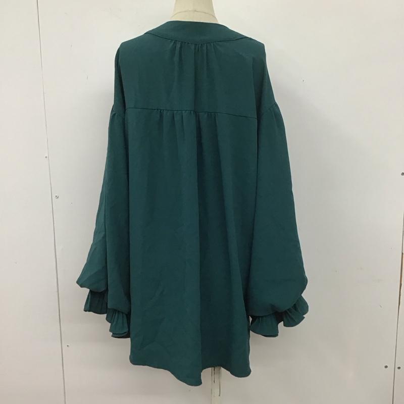 アクシーズファム axes femme シャツ、ブラウス 長袖 長袖シャツ ノーカラーシャツ カジュアルシャツ パフスリーブ M 無地 緑 / グリーン /  レディース USED 古着 中古 10107719