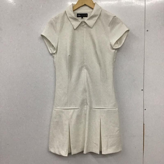 ザラ ZARA ワンピース ミニスカート 半袖 M 無地 白 / ホワイト /  レディース USED 古着 中古 10136056