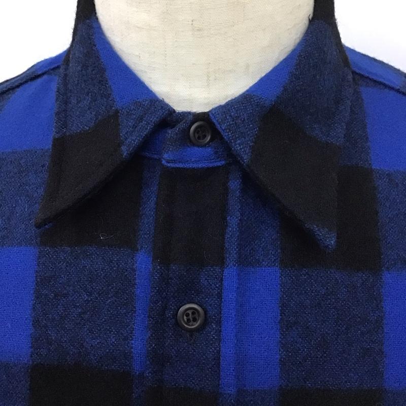 ペンドルトン PENDLETON シャツ、ブラウス 長袖 ウール ワークシャツ M チェック 青 / ブルー / X 黒 / ブラック /  メンズ USED 古着 中古 10114038