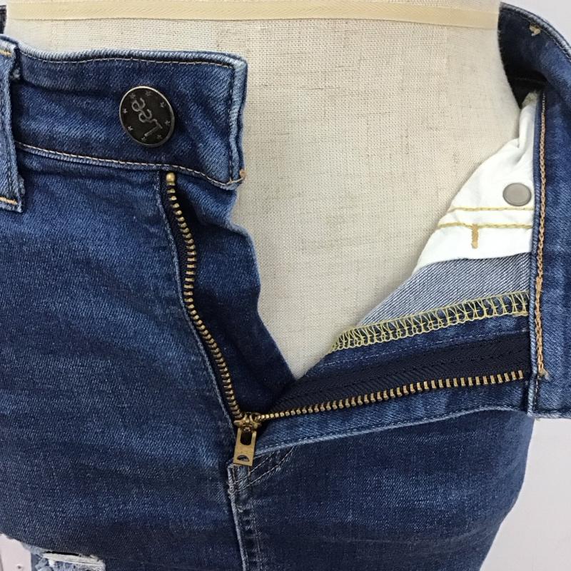 リー Lee スカート ひざ丈スカート LL0708 HERITAGE LASTIC HIGHペンシルスカート XS ダメージ加工 青 / ブルー /  レディース USED 古着 中古 10112993