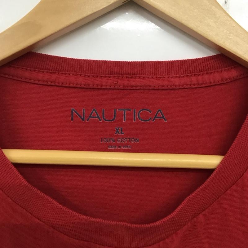 ノーティカ NAUTICA Tシャツ 半袖 半袖カットソー プリントTシャツ クルーネックカットソー XL ロゴ、文字 赤 / レッド /  メンズ USED 古着 中古 10134028