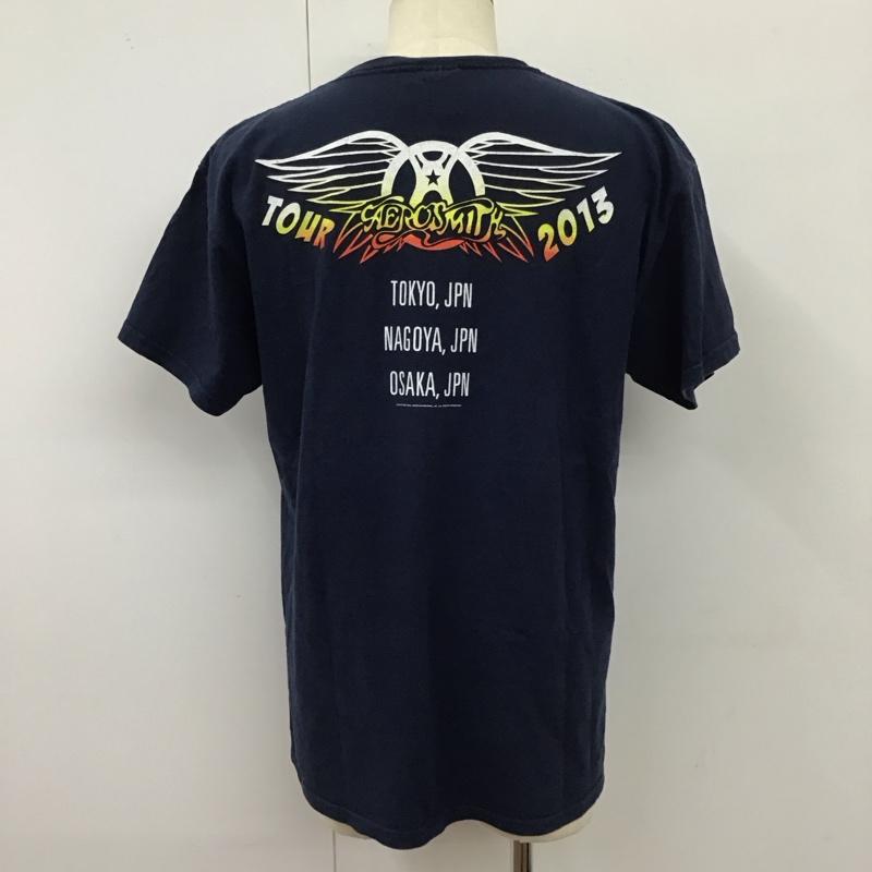 ギルダン GILDAN Tシャツ 半袖 Aerosmith 2013 tour エアロスミス L プリント 紺 / ネイビー /  メンズ USED 古着 中古 10118129