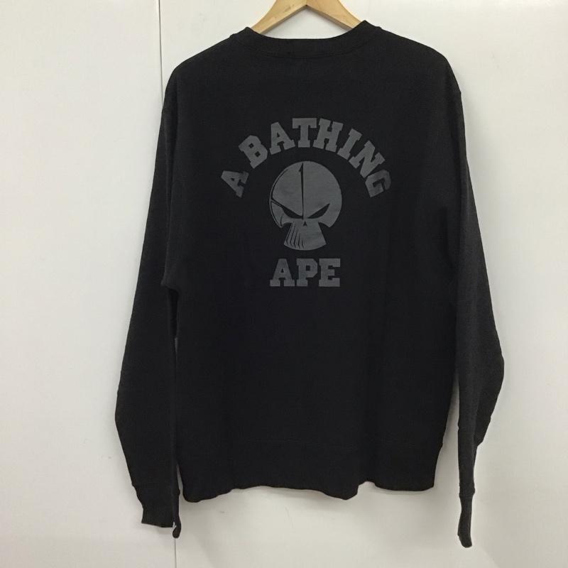 アベイシングエイプ A BATHING APE トレーナー 長袖 001swj231901c NEIGHBORHOOD コラボ 長袖トレーナー クルーネックカットソー L ロゴ、文字 黒 / ブラック /  メンズ USED 古着 中古 10130970
