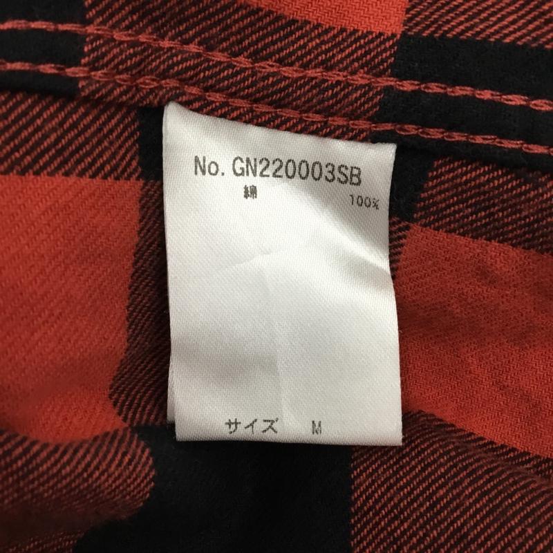 グローバルワーク GLOBAL WORK シャツ、ブラウス 長袖 GN220003SB ノーカラー バンドカラー M チェック 赤 / レッド / X 黒 / ブラック /  メンズ USED 古着 中古 10109247