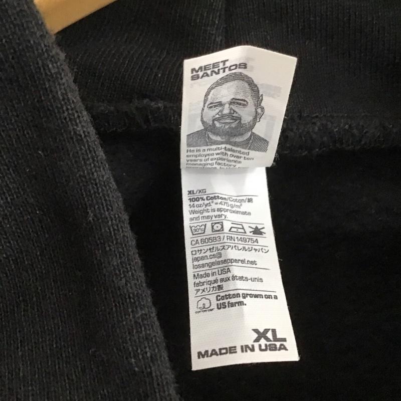 ロサンゼルスアパレル LOS ANGELES APPAREL パーカー 長袖 長袖パーカー プルオーバーパーカー スウェット XL 無地 黒 / ブラック /  メンズ USED 古着 中古 10148307