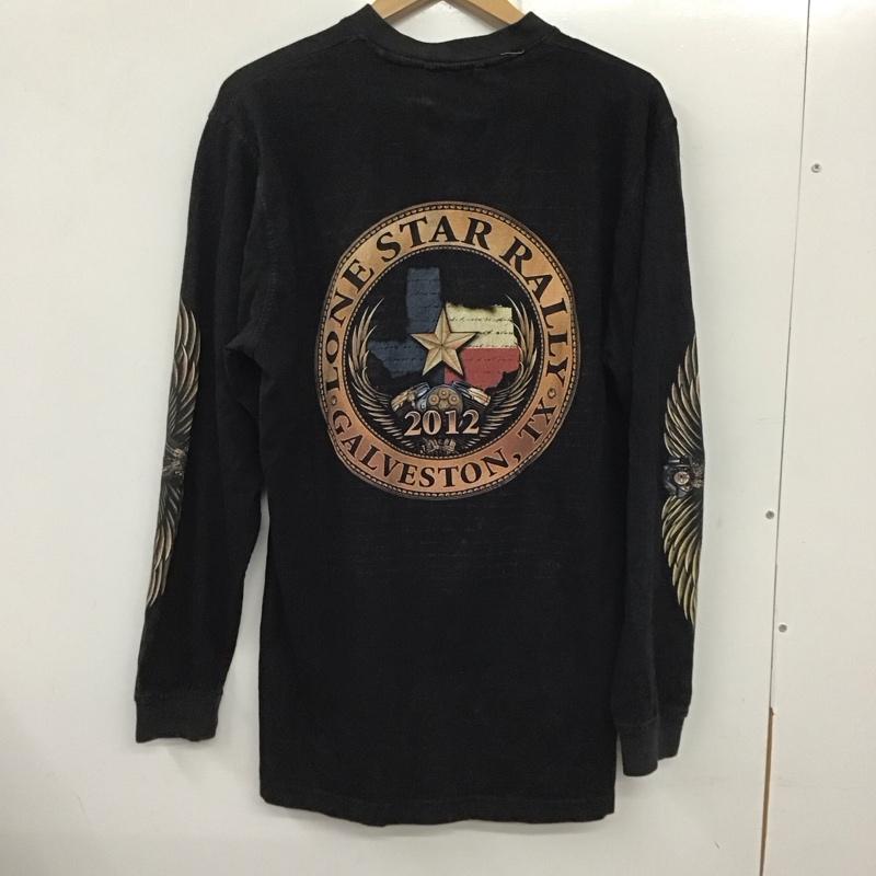 古着 USED カットソー 長袖 長袖カットソー プリントカットソー ヘンリーネック 古着 L プリント 黒 / ブラック /  メンズ USED 古着 中古 10137134