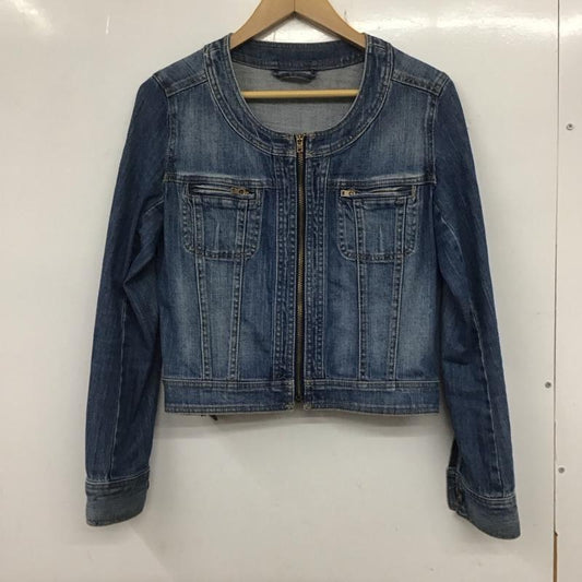 アンタイトル UNTITLED ジャケット、上着 ジャケット、ブレザー AJ153-44217JJ ノーカラージャケット デニムジャケット 2 無地 青 / ブルー /  レディース USED 古着 中古 10133731