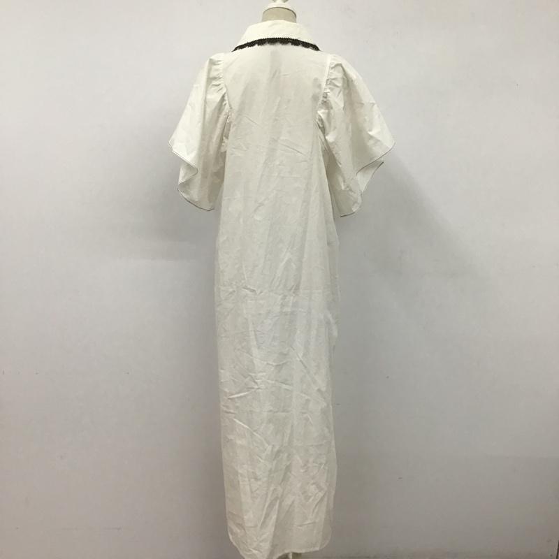 ザラ ZARA ワンピース ロングスカート 8741 901 250 フレアスリーブ ビッグカラー 半袖 S 無地 白 / ホワイト / X 黒 / ブラック /  レディース USED 古着 中古 10107161
