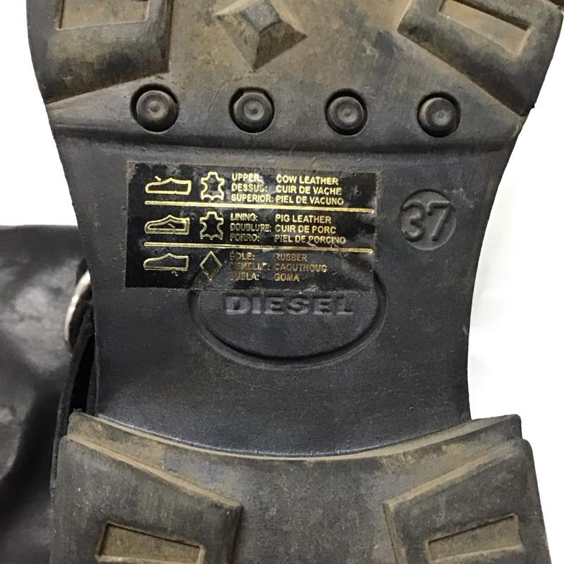ディーゼル DIESEL ブーツ エンジニアブーツ 37 レザー 無地 黒 / ブラック /  レディース USED 古着 中古 10121056