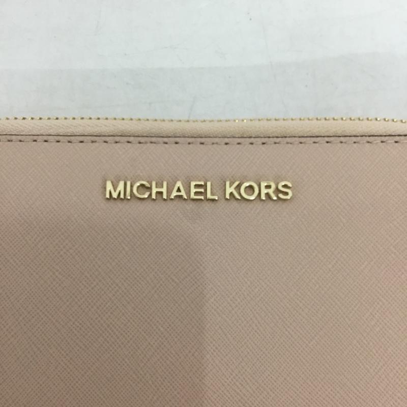 マイケルコース MICHAEL KORS 財布 長財布 35F8GTVW7L ラウンドファスナー ロゴ、文字 桃 / ピンク /  レディース USED 古着 中古 10138052