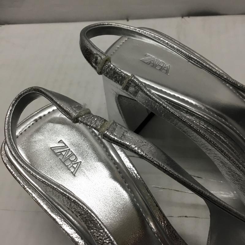 ザラ ZARA ミュール ミュール 2224 310 808 バックベルト メタリック EU38 無地 銀 / シルバー /  レディース USED 古着 中古 10119090