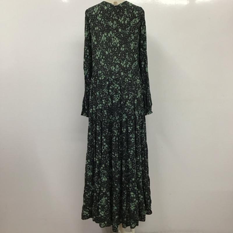 ザラ ZARA ワンピース ロングスカート 4479 243 800 ノーカラー 長袖 ティアード XS 花柄 黒 / ブラック /  レディース USED 古着 中古 10114465