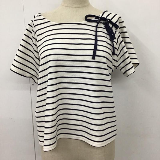 アリシアページボーイ alicia PAGEBOY カットソー 半袖 FREE ボーダー柄 白 / ホワイト / X 紺 / ネイビー /  レディース USED 古着 中古 10114010