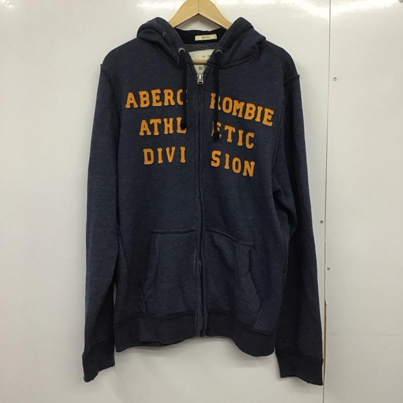 アバクロンビーアンドフィッチ ABERCROMBIE&FITCH パーカー 長袖 ジップアップパーカ XL ロゴ、文字 紺 / ネイビー /  メンズ USED 古着 中古 10145726