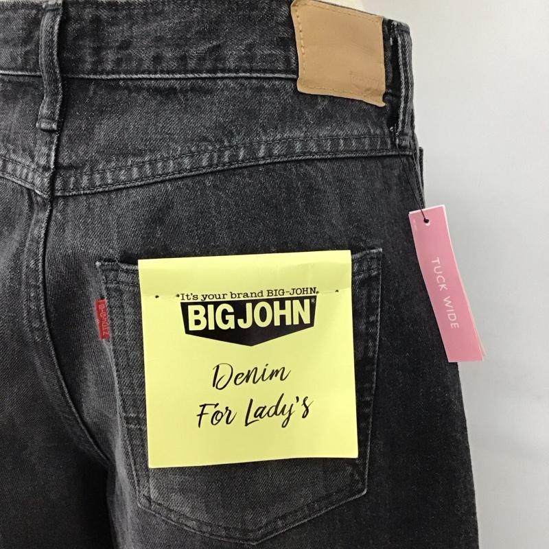 ビッグジョン Big John パンツ デニム、ジーンズ デニムパンツ ストレートパンツ ワイドパンツ カジュアルパンツ 27インチ 無地 黒 / ブラック /  レディース USED 古着 中古 10115189