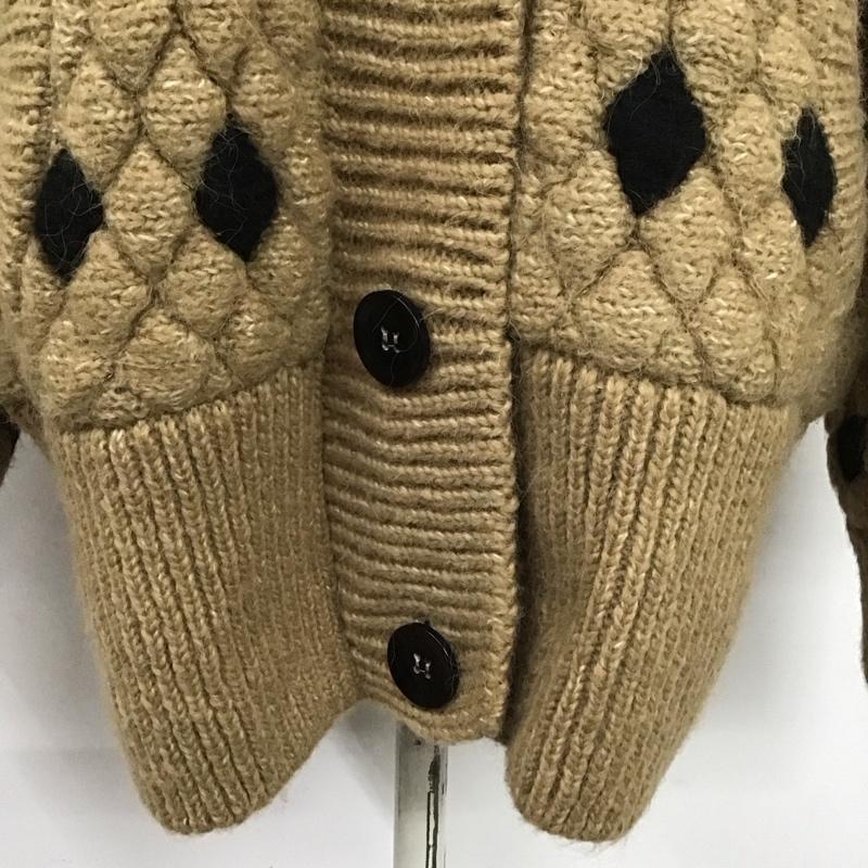 ザラ ZARA カーディガン 長袖 5802 112 704 ニットジャケット ミドル丈 L  ベージュ / ベージュ / X 黒 / ブラック /  レディース USED 古着 中古 10124988