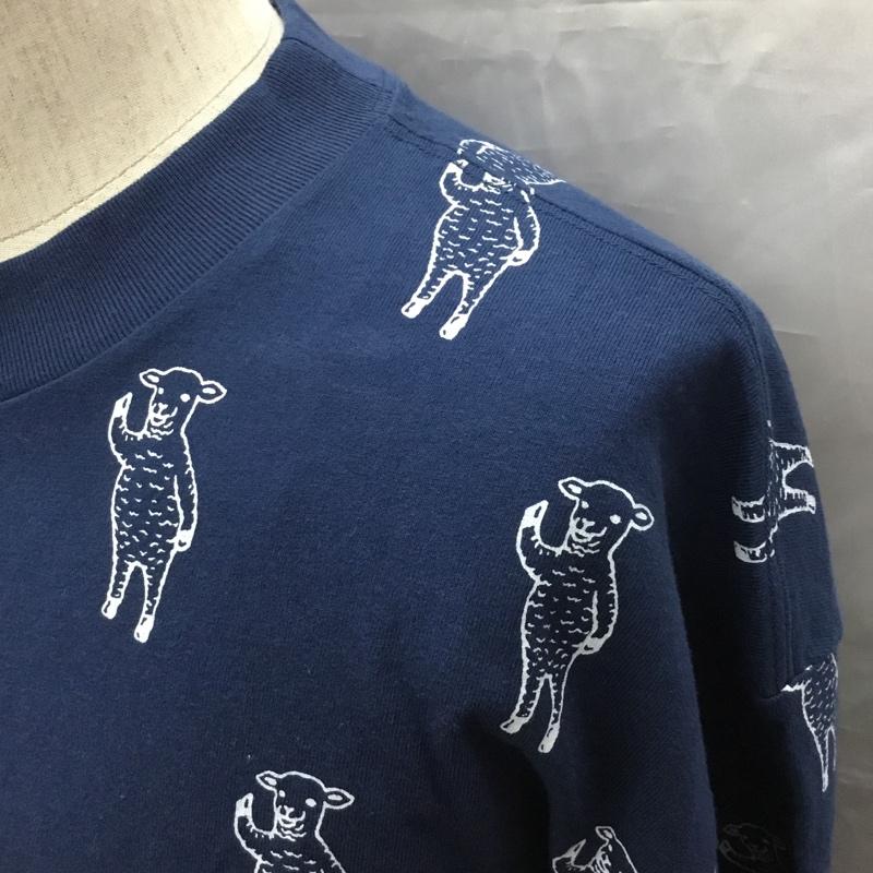 グラニフ graniph カットソー 半袖 ラムチョップ L 総柄 紺 / ネイビー /  メンズ USED 古着 中古 10115531