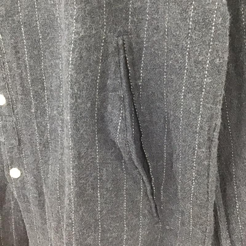 クオドロ quadro シャツ、ブラウス 長袖 長袖シャツ ストライプシャツ ノーカラーシャツ 2 ストライプ 紺 / ネイビー /  メンズ USED 古着 中古 10131550