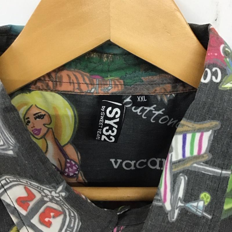 エスワイサーティトゥバイスィートイヤーズ SY32 by SWEET YEARS シャツ、ブラウス 半袖 半袖シャツ プリントシャツ ポケットシャツ XXL プリント 黒 / ブラック /  メンズ USED 古着 中古 10137131