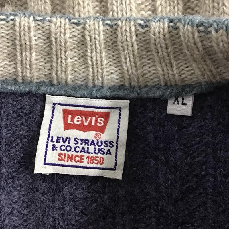 リーバイストラウスアンドコー Levi Strauss & co. ニット、セーター 長袖 長袖ニットカットソー クルーネック セーター 90S イタリア製 XL ボーダー柄 マルチカラー / マルチカラー /  メンズ USED 古着 中古 10131968