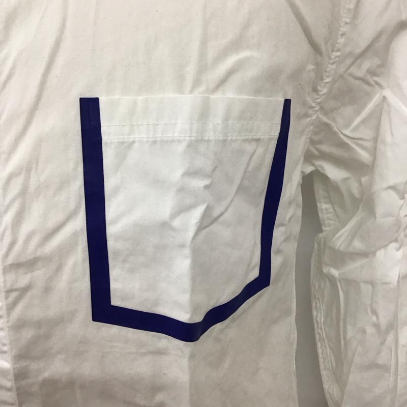 ナノベース nano base シャツ、ブラウス 長袖 BA82SHL021CO 胸ポケット XL 無地 白 / ホワイト / X 紺 / ネイビー /  メンズ USED 古着 中古 10118110