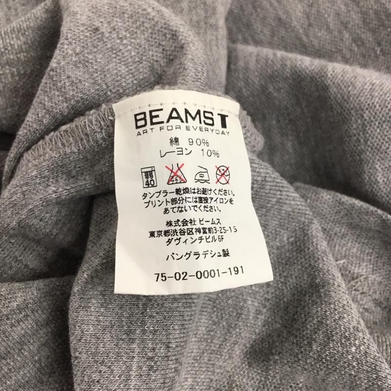 ビームス BEAMS ポロシャツ 半袖 半袖ポロシャツ カラーシャツ 半袖カットソー L ロゴ、文字 灰 / グレー /  メンズ USED 古着 中古 10138571