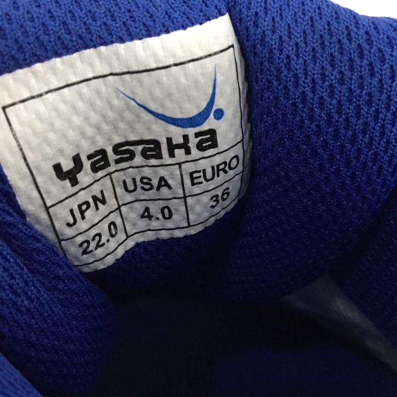ヤサカ YASAKA スニーカー スニーカー E-200 ジェット インパクト 卓球シューズ 22cm 箱有 22.0cm ロゴ、文字 白 / ホワイト / X 青 / ブルー /  レディース USED 古着 中古 10147912