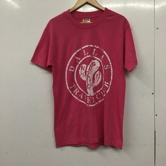 ヘインズ HANES Tシャツ 半袖 半袖カットソー プリントTシャツ クルーネックカットソー M ロゴ、文字 桃 / ピンク /  メンズ USED 古着 中古 10139550