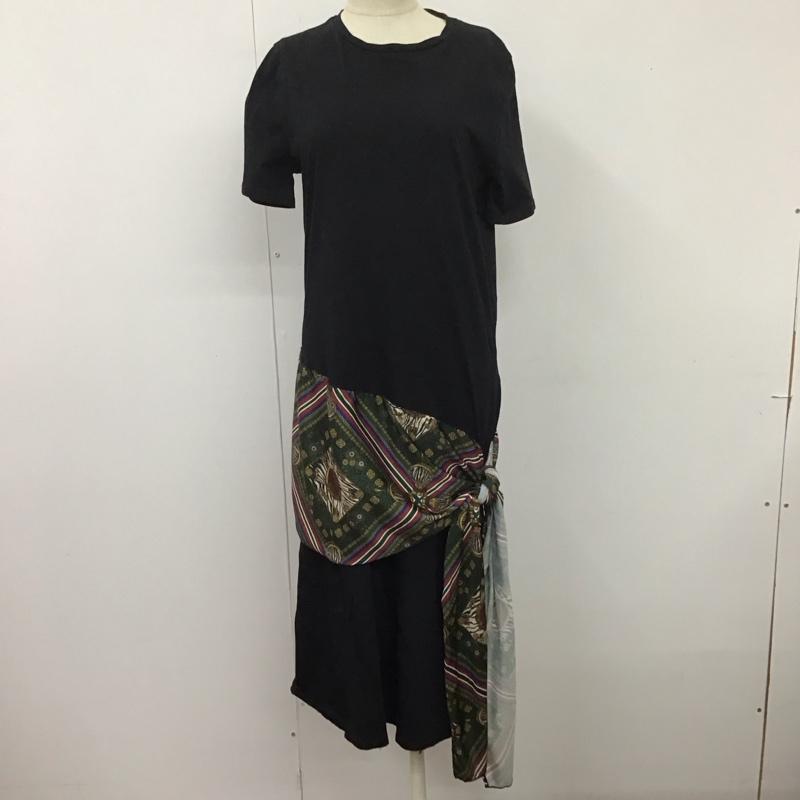 ザラ ZARA ワンピース ロングスカート M 無地 X バンダナ柄 黒 / ブラック /  レディース USED 古着 中古 10114144