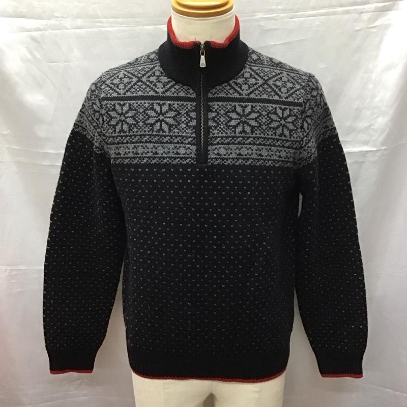 ブルックスブラザーズ BROOKS BROTHERS ニット、セーター 長袖 長袖ニットカットソー ニット セーター クルージップアップネックニット S 総柄 黒 / ブラック / X 灰 / グレー /  メンズ USED 古着 中古 10113244