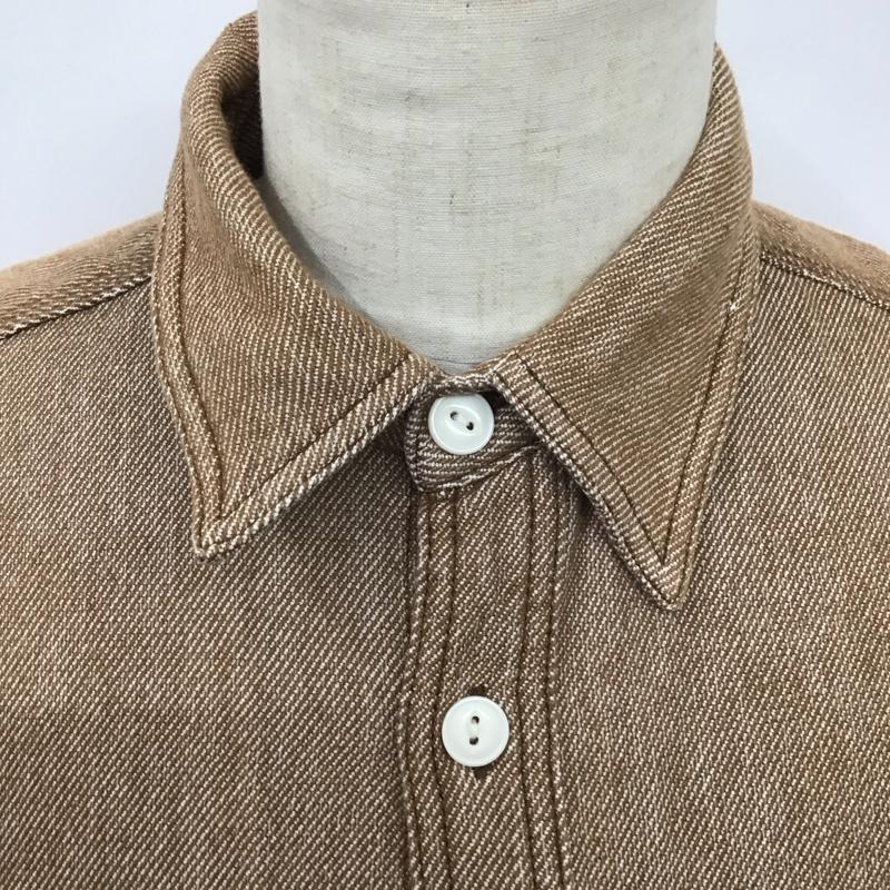 ヒューストン HOUSTON シャツ、ブラウス 長袖 長袖シャツ カラーシャツ ポケットシャツ 長袖カットソー M 無地 茶 / ブラウン /  メンズ USED 古着 中古 10122961