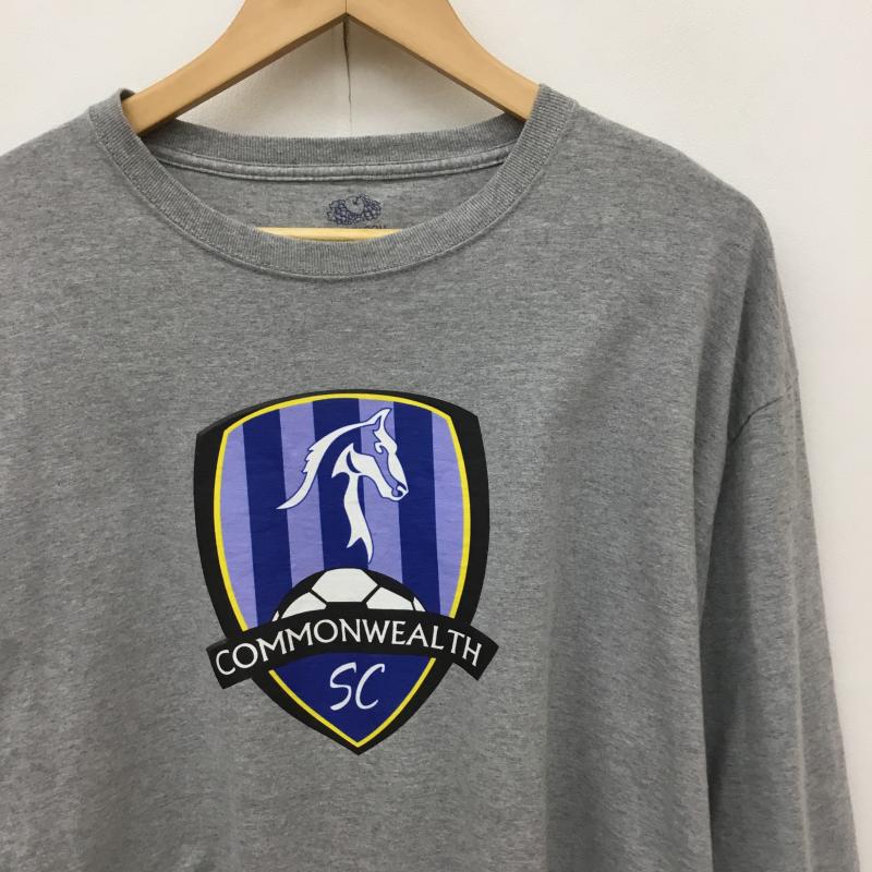 フルーツオブザルーム FRUIT OF THE LOOM カットソー 長袖 XL プリント 灰 / グレー /  メンズ USED 古着 中古 10134789