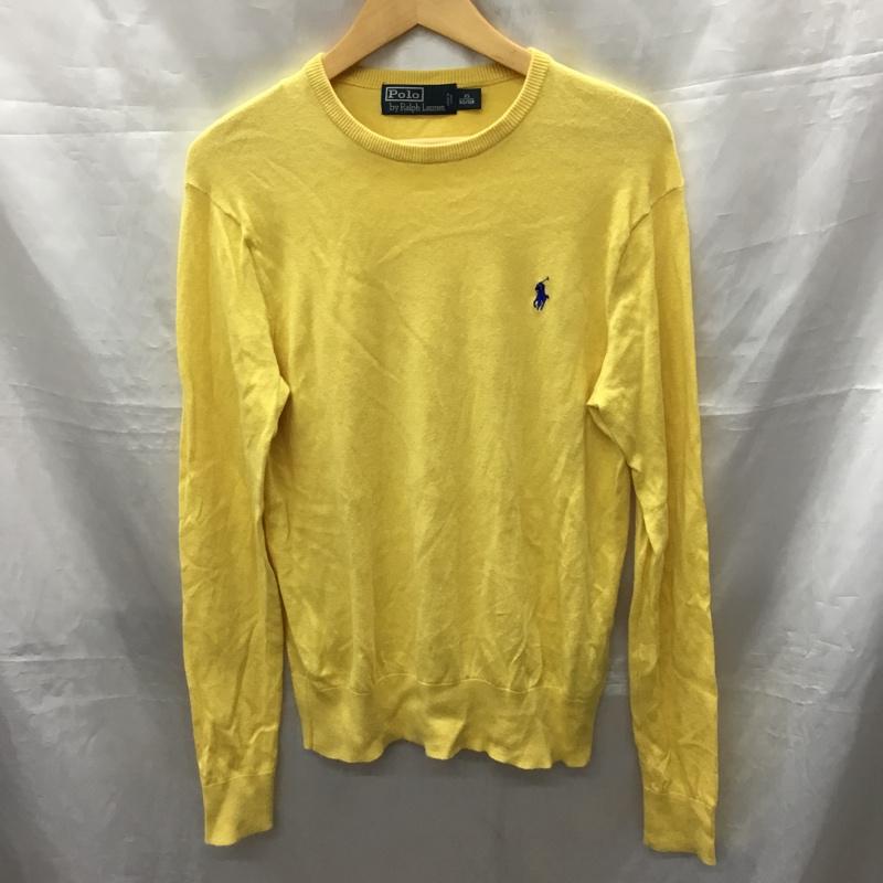 ポロバイラルフローレン Polo by RALPH LAUREN ニット、セーター 長袖 カシミヤ混 コットン クルーネック XS ワンポイント 黄 / イエロー /  メンズ USED 古着 中古 10117808