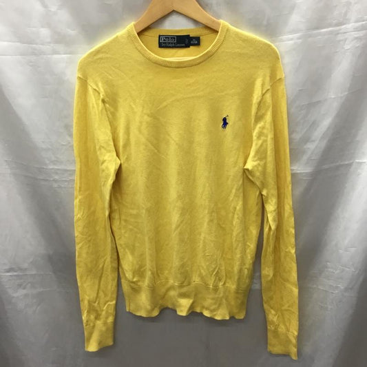 ポロバイラルフローレン Polo by RALPH LAUREN ニット、セーター 長袖 カシミヤ混 コットン クルーネック XS ワンポイント 黄 / イエロー /  メンズ USED 古着 中古 10117808