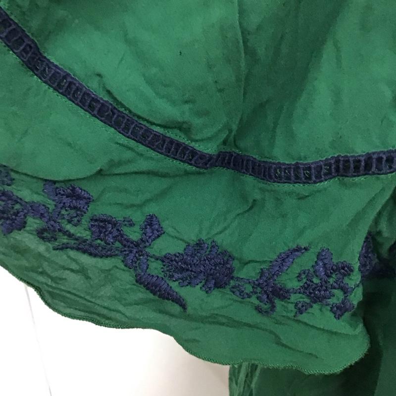 ジーナシス JEANASIS ワンピース ミニスカート 半袖ワンピース ヘンリーネックワンピース フレアスカート FREE 刺繍 緑 / グリーン /  レディース USED 古着 中古 10109852