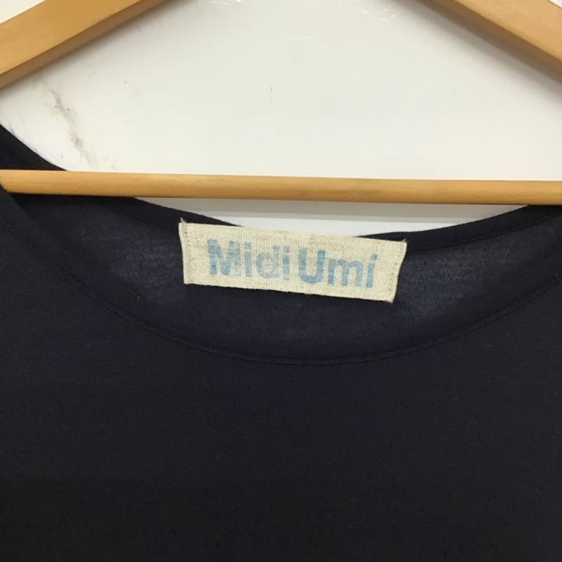 ミディウミ MidiUmi ワンピース ひざ丈スカート 無地 X チェック 青 / ブルー / X 紺 / ネイビー /  レディース USED 古着 中古 10150397