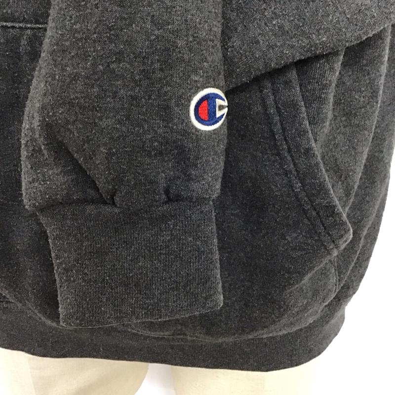 チャンピオン Champion パーカー 長袖 スウェット プルオーバー プリント 裏起毛 M ロゴ、文字 ダークグレー / ダークグレー /  メンズ USED 古着 中古 10121300
