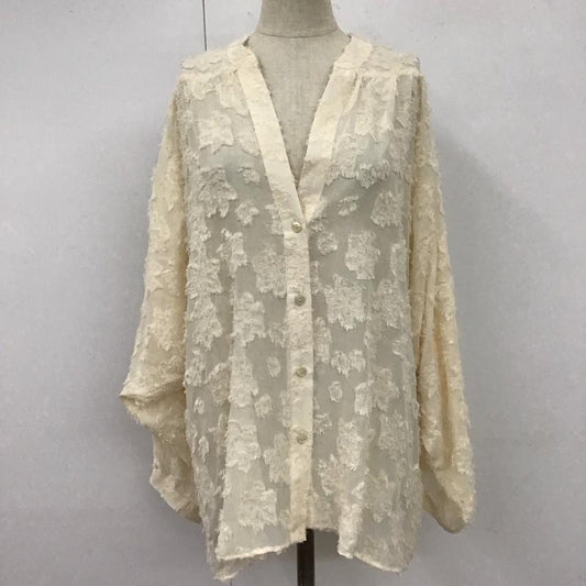 ザラ ZARA シャツ、ブラウス 長袖 長袖シャツ ノーカラーシャツ カジュアルシャツ M 総柄 白 / ホワイト /  レディース USED 古着 中古 10110282