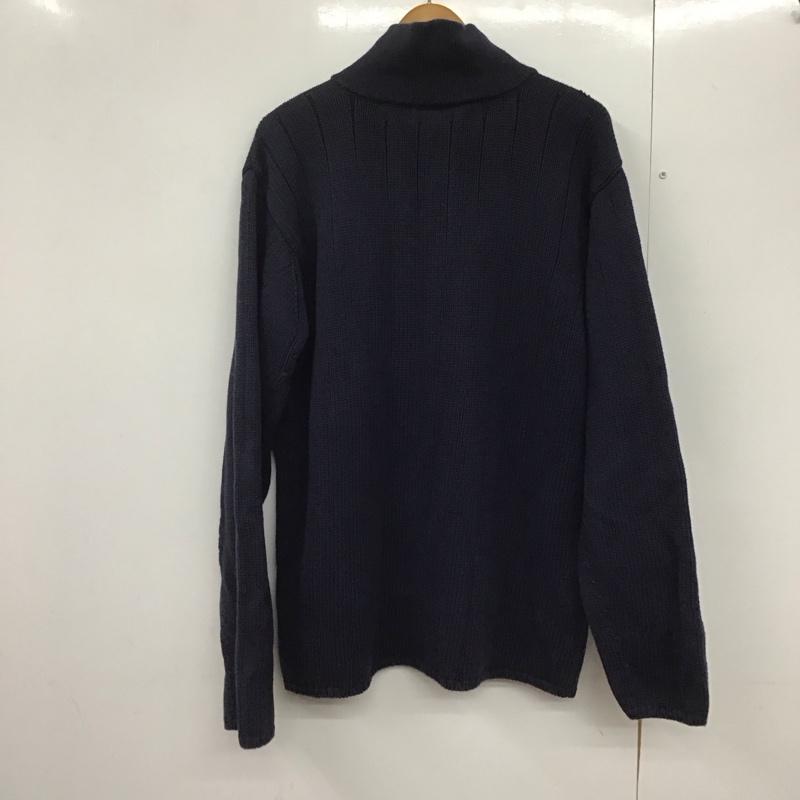 ポロジーンズ Polo Jeans Co. ニット、セーター 長袖 長袖ニット ジップアップネック スタンドカラー XL ロゴ、文字 紺 / ネイビー /  メンズ USED 古着 中古 10143200