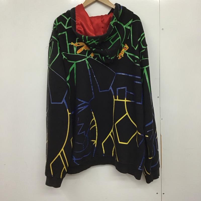 ミスキーン Miskeen パーカー 長袖 長袖パーカー ジップアップパーカー スウェット XXL プリント 黒 / ブラック /  メンズ USED 古着 中古 10149920