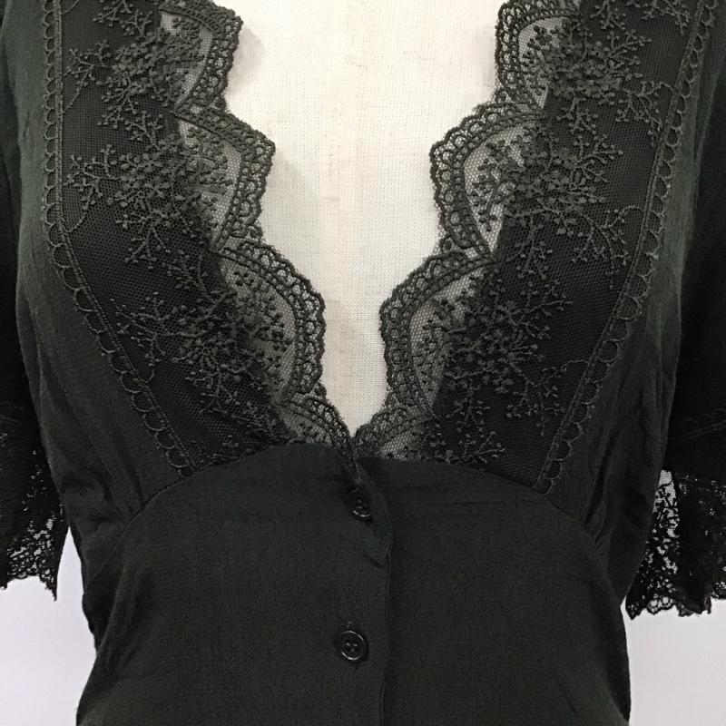 ザラ ZARA ワンピース ロングスカート 半袖 前開き S 無地 緑 / グリーン /  レディース USED 古着 中古 10116678