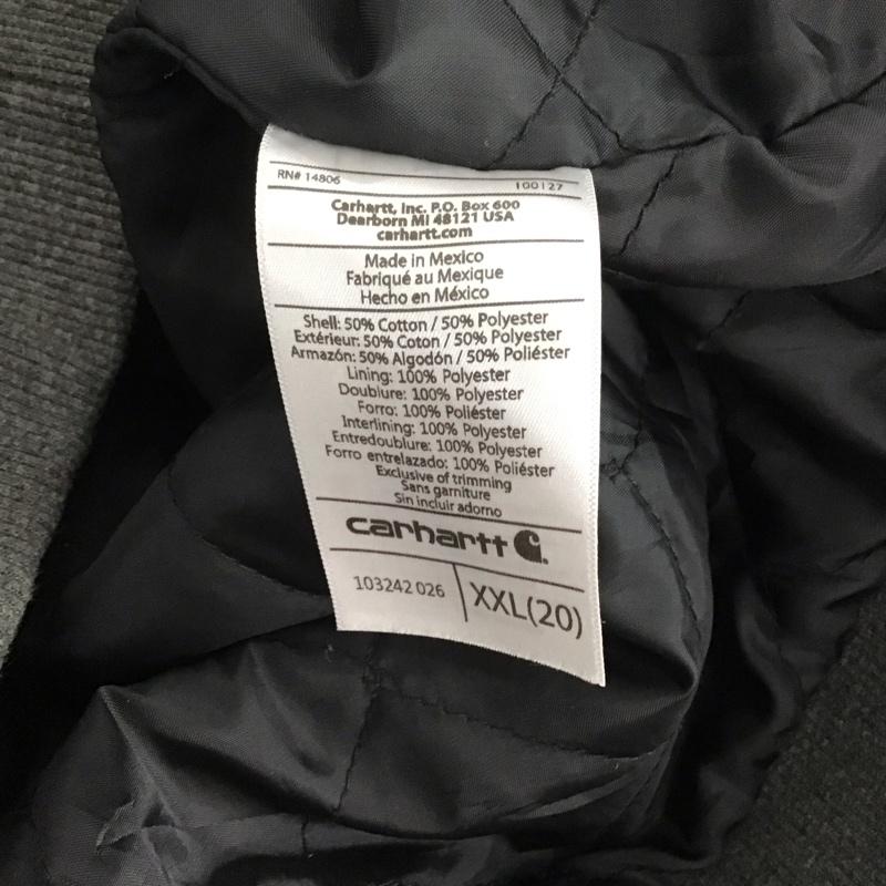 カーハート Carhartt パーカー 長袖 ジップアップパーカー 長袖パーカー カジュアルジャケット スウェット XXL ロゴ、文字 灰 / グレー /  メンズ USED 古着 中古 10143424