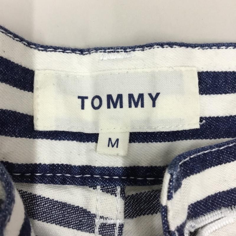 トミー TOMMY パンツ ショートパンツ M ロゴ、文字 X ストライプ 白 / ホワイト / X 青 / ブルー /  メンズ USED 古着 中古 10108740
