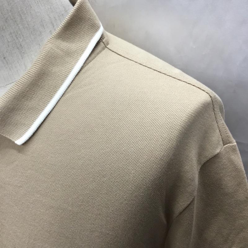 ラコステ LACOSTE ポロシャツ 半袖 半袖ポロシャツ カラーシャツ 半袖カットソー S ロゴ、文字 ベージュ / ベージュ /  メンズ USED 古着 中古 10115748