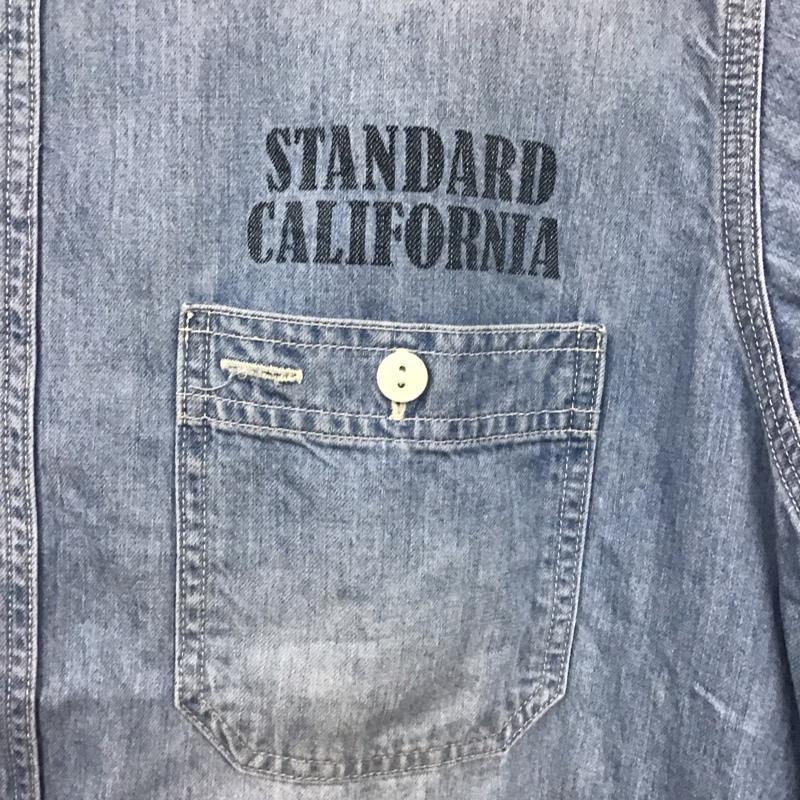 スタンダード カリフォルニア STANDARD CALIFORNIA シャツ、ブラウス 長袖 長袖シャツ 無地シャツ カラーシャツ デニムシャツ L ロゴ、文字 インディゴ / インディゴ /  メンズ USED 古着 中古 10130907