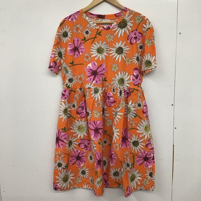 ザラ ZARA ワンピース ロングスカート 半袖ロングワンピース クルーネック プリントワンピース L プリント マルチカラー / マルチカラー /  レディース USED 古着 中古 10135551