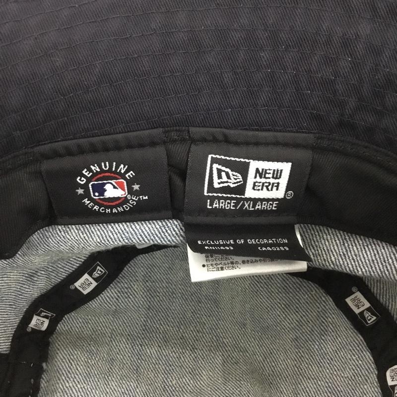ニューエラ NEW ERA 帽子 ハット ニューヨーク ヤンキース ウォッシュドデニム NY バケットハット ロゴ、文字 X ダメージ加工 水色 / ライトブルー /  メンズ USED 古着 中古 10145790