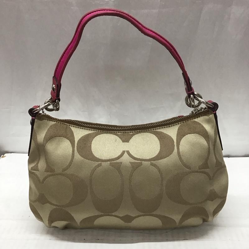 コーチ COACH ハンドバッグ ハンドバッグ F13833 シグネチャー ショルダー 2WAY 総柄 ベージュ / ベージュ / X 桃 / ピンク /  レディース USED 古着 中古 10112185