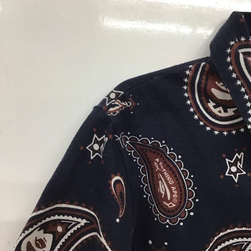 アベイシングエイプ A BATHING APE ポロシャツ 半袖 MILO 110cm バンダナ柄 紺 / ネイビー /  ボーイズ USED 古着 中古 10134555
